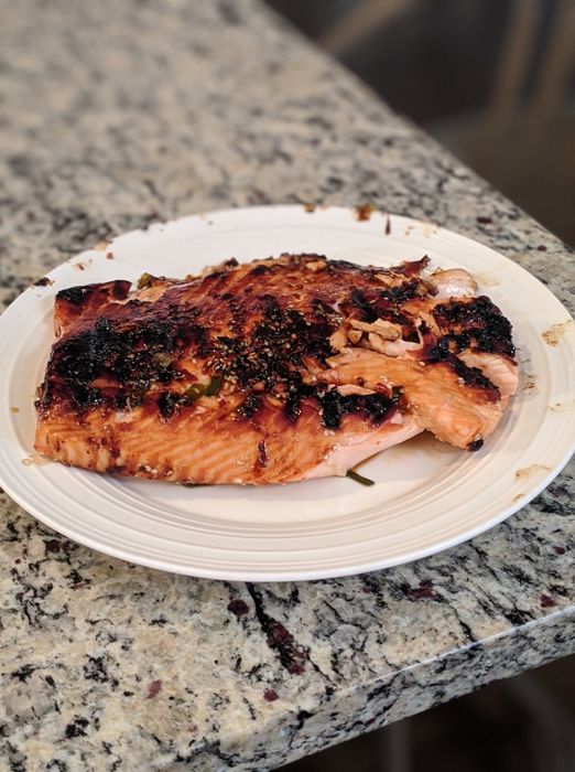 Salmon fillet baked with a glossy RedGold glaze